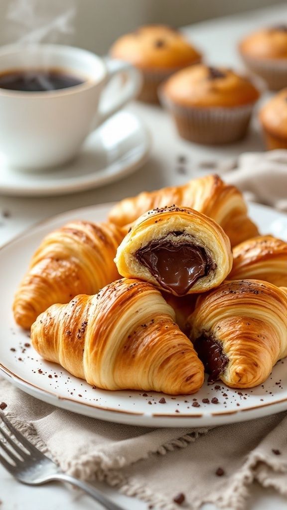 Freshly baked croissants and coffee